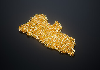 Liberia Map Made Of High Quality Premium Golden Shiny Metallic Beads Or Balls 3D Illustration