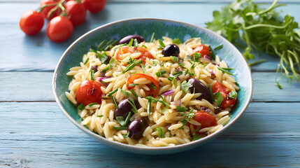 Orzo Pasta Salad with Tomatoes and Olives