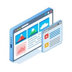 Isometric website design elements transparent background