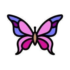Vibrant pink purple butterfly cutout transparent background