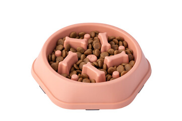 Cat and dog orange slow Feeding Bowl isolated on white background