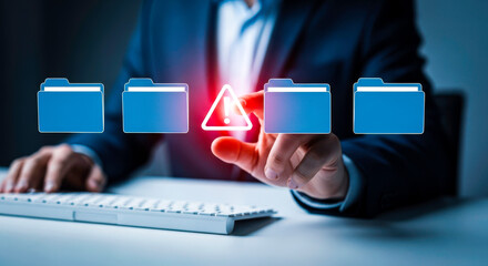 Data folder security warning alert system cyber security data protection risk