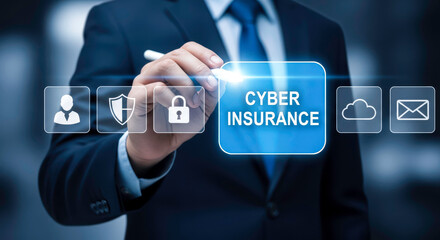 Cyber insurance security data protection risk management business solution concept