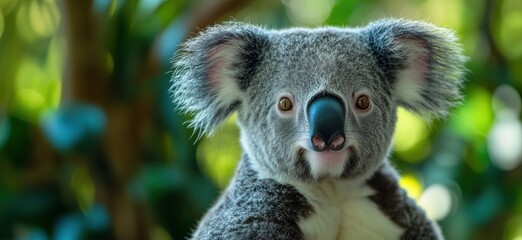 Obraz premium Close-up portrait of a koala with soft fur and expressive eyes in natural habitat