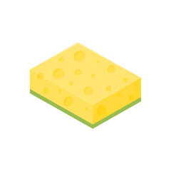 Yellow dishwashing sponge. Washing dishes at home. Tools for daily cleaning of the house.