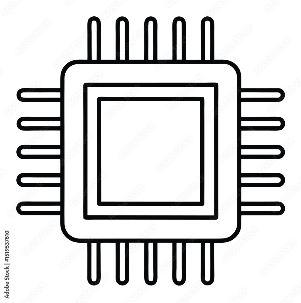 Poster microchip processor icon isolated on white background