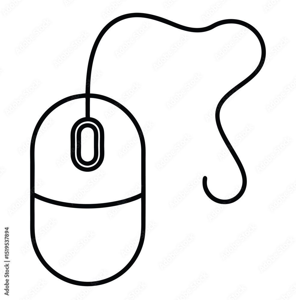 Poster wired computer mouse icon isolated on white background