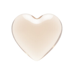 Beige glass heart shape isolated on transparent background