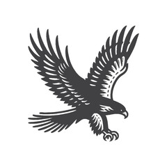 Fototapeta premium Vintage Hand-Drawn Spanish Imperial Eagle Flying With Wings Fully Spread Illustration, Wildlife Bird Engraved Style Vector for T-Shirts and Majestic Nature Themes Design