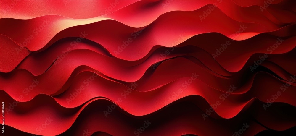 Poster abstract red wave patterns creating dynamic texture and depth in design