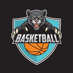 basketball club logo panther vector illustration design © sugeng
