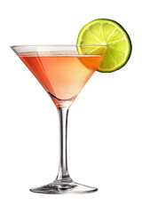 Pink Cosmopolitan Martini Drink Isolated on White for Use in Lifestyle Ads and Menu Templates