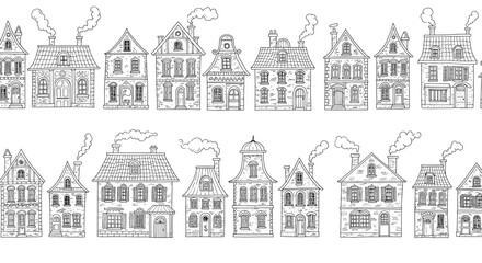 Fototapeta premium Historic european houses illustration