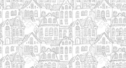 Vintage european cityscape illustration