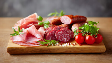 Close-Up of Charcuterie Board with Meats