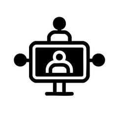 Modern Video Call Concept in Minimalist Black and White Icon Style