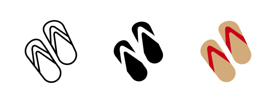 Flipflop icon. A pair of summer sandals with thong straps vector illustration. Casual beach footwear used for warm weather travel and tropical vacations. Lightweight and relaxing shoe concept.