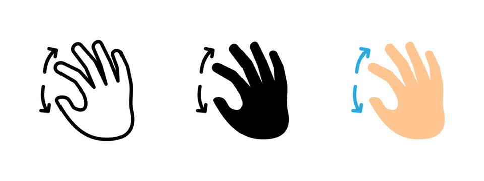 Zoom icon. Two-finger pinch gesture. Screen enlargement or zoom-in action vector illustration. Touch interfaces for mobile devices symbol. Touchscreen control sign. Digital interaction pictogram.