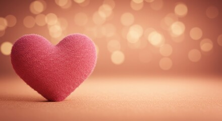 Soft pink heart decoration with blurred bokeh background creating a warm and romantic atmosphere perfect for love, affection, and celebration themes