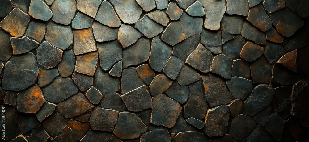 Poster textured slate stone wall with natural color variations and patterns