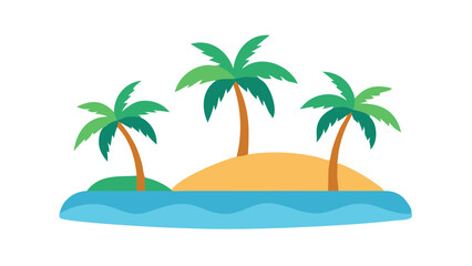 Fototapeta premium Tropical island with palm trees and waves under clear skies during the day