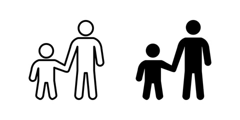 Family icon. Father and child holding hands vector illustration. Symbol of care, support and parental relationship. Togetherness and protection concept for parenting and social unity pictogram.