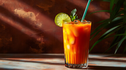 cocktail, drink, glass, juice, orange, fruit, cold, alcohol, beverage, ice, isolated, lemon, tropical, straw, refreshment, summer, fresh, beach, red, food, sweet, white, cool, liquid, bar