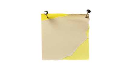 A tattered note pinned like a forgotten memory holds secrets of the past or hopeful plans for on transparent background