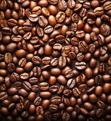Obraz premium Coffee beans assortment showcasing various roasts and textures on wooden background