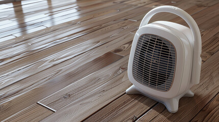 Portable White Space Heater on Wood Floor | Spot Heating Solution