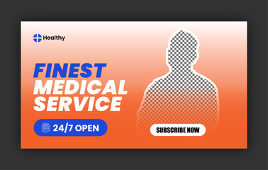 Medical health care YouTube thumbnail cover design or medical web banner design template