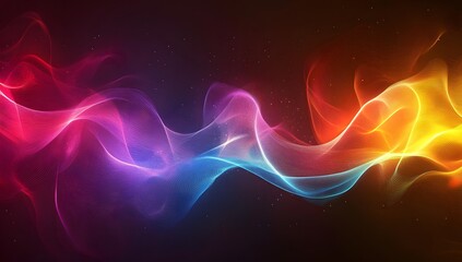 An abstract, colorful background with neon, wavy lines, featuring dark and vibrant colors that create an atmosphere of movement and energy,