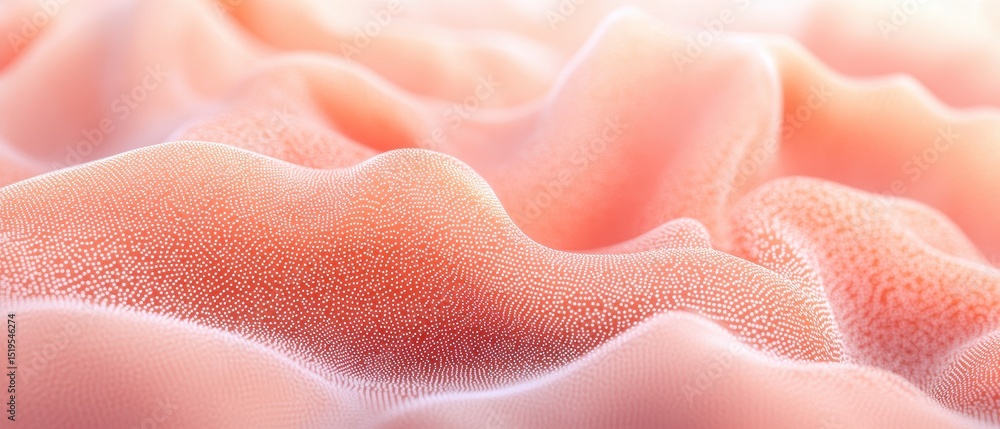Aufkleber abstract pink waves surface. soft pastel color background with light. wavy texture with small dots. 
