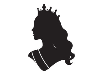 beauty queen head logo silhouette vector, beauty queen logo icon silhouette, queen logo with a crown on her head, beauty queen luxury queen vector logo silhouette design on white background