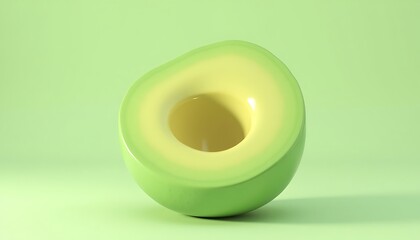 Avocado Half on Green Background