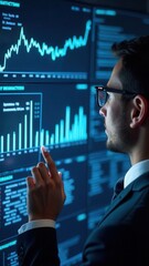 Business finance data analytics graph. Advisor using KPI Dashboard on virtual screen.Financial management technology..
