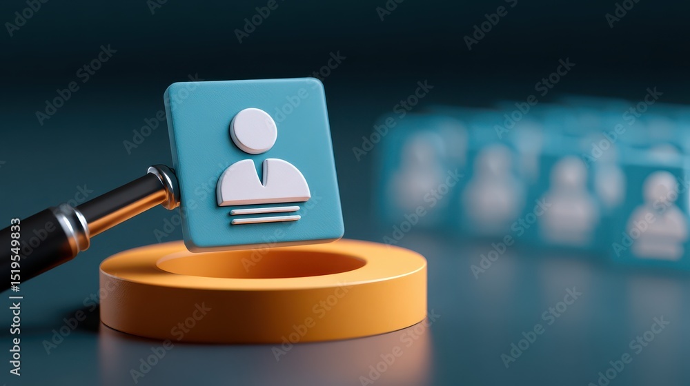 Poster creative illustration of user profile icon being selected with modern design elements and soft color