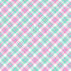 Plaid with twill weave repeat pattern in pink and green.Gingham seamless pattern with stripes.Checkered tartan geometric graphic vector illustration background for fabric and prints.