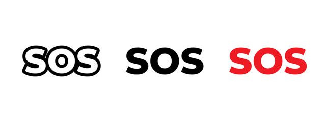 SOS icon. Emergency distress call signal with bold lettering vector illustration. Alert sign for urgent help or rescue request. Universal symbol for danger and communication attention.
