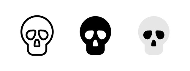 Skull icon. Simplified human skull with hollow eye sockets and nasal cavity vector illustration. Symbol of death, danger, or toxicity. Used in warnings, Halloween themes, and horror concepts.