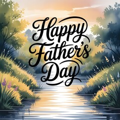 Happy Father's Day design water color style