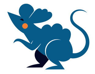 Mouse illustration, colorful minimalist style, mid-century modern, childlike shapes, whimsical character design, no outlines, solid colors, stylized proportions
