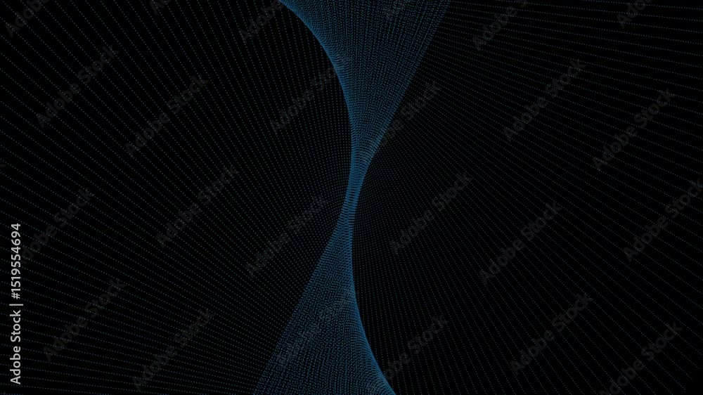 Poster 3D black and blue futuristic grid wave animation visual effect, seamless looping presentation background