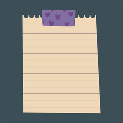 paper with heart pattern tape in isolated background