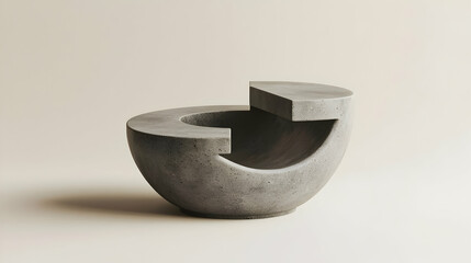 Abstract Concrete Bowl On Beige Background