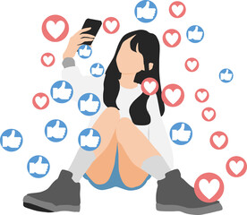 インフルエンサーのグラフィック素材イラスト	