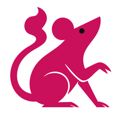 Mouse illustration, colorful minimalist style, mid-century modern, childlike shapes, whimsical character design, no outlines, solid colors, stylized proportions