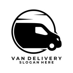 Simple circle van delivery logo design vector template