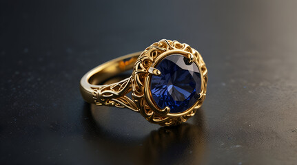 Sapphire Gold Ring. Generative AI,generative
