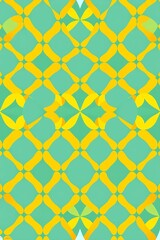 Naklejka premium tropical geometric summer pattern with yellow birds and blue diamonds